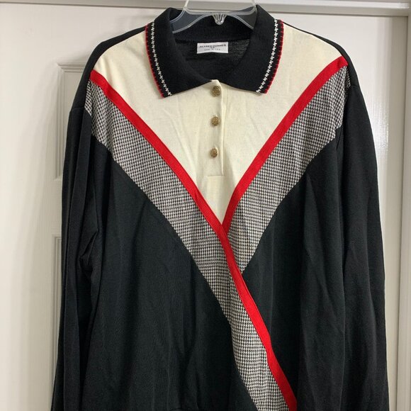 Alfred Dunner Women's Black/Red/Cream Color Sweater - Picture 1 of 4